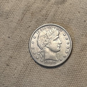 1900 Barber Quarter double strike error showing overlapping ghost impression of Liberty design